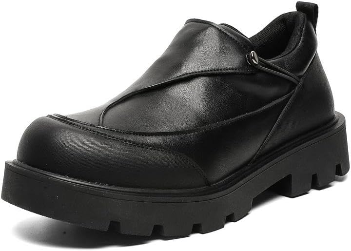 [SIVOVER] メンズ 厚底 ソールドシューズ デルビー マンチーズ ビジネスカジュアル 革靴 プラットフォーム 大きめサイズ