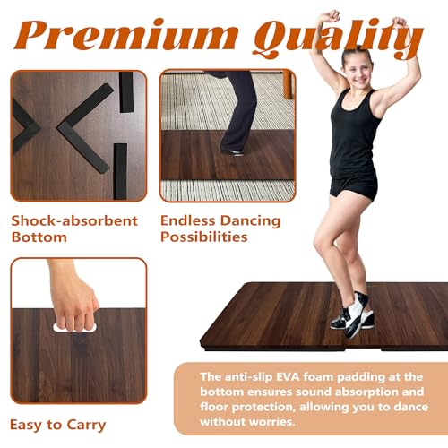 koretech Tap Dance Floor, Portable Tap Dancing Practice Board, Professional Tap Board for Tap Dancing, 48'' L x 28'' W, Walnut - image 4
