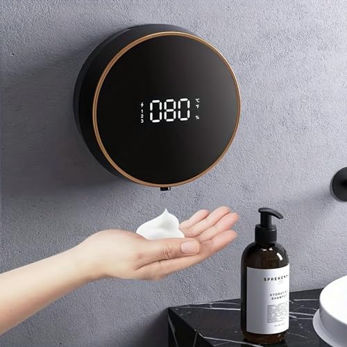 Automatic Soap Dispenser Foaming Hand Free Wall Mount, LED Temperature Display, USB Rechargeable Touchless and Smart Electric Dispenser for Wall, Bathroom, Kitchen,Commercia