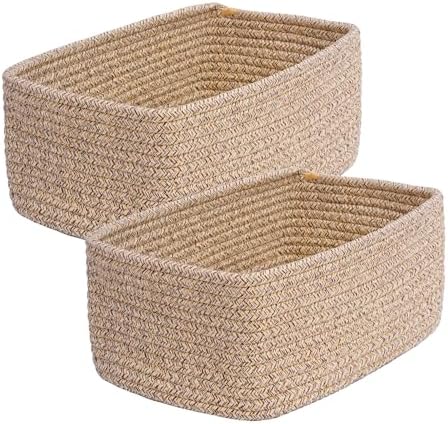 Small Woven Storage Basket,Medium Storage Baskets,Mini Cotton Rope Basket,For Shelves,Nursery,Office,Bathroom,And More–Perfect For Organizing&Décor