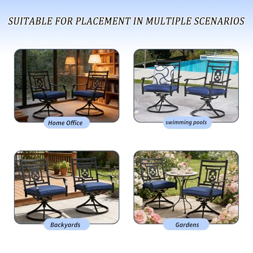 Image of LOKATSE HOME Patio Swivel Rocker Chairs Furniture Metal Outdoor Dining Chairs with Cushion Set of 2