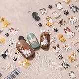 Dedyel Cute Nail Stickers 5D Embossed Cartoon Dog Kawaii Animal Self-Adhesive Nail Decals for Women Girls Kids Nail Art Decoration