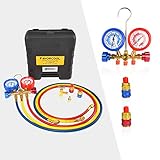 FAVORCOOL CT-536G 3-Way AC Diagnostic Manifold Gauge Set with Case for Freon Charging, fits R410A,...