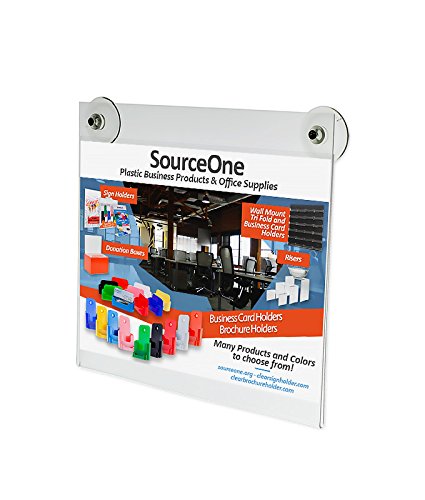 Source One Large 11 x 8.5 Inches Sign Holder Glass Window Mount with 2 Suction Cups (S1-Glass-1185)