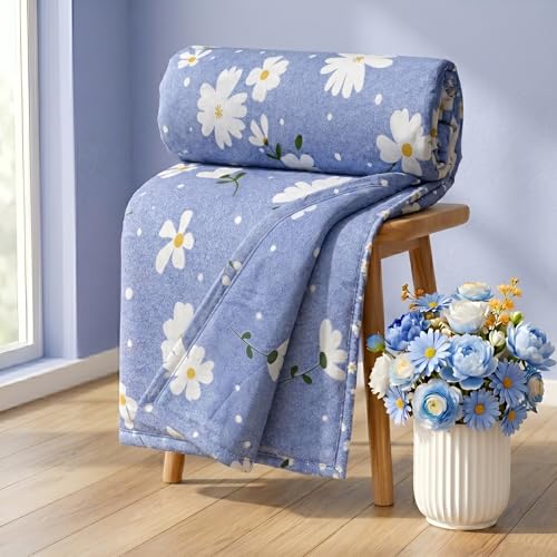 Image of BSB HOME 280 GSM Reversible Dohar for Double Bed, Ultra Soft Microfiber AC Blanket, Lightweight All Season Blanket, Breathable, Skin Friendly, 85 x 88 Inches (216 x 224 cm) - Periwinkle Blue