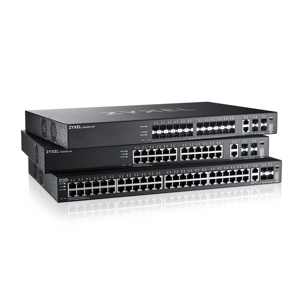 Zyxel 48-Port GbE L3 Access PoE+ Switch with 6 10G Uplink (600 W) (XGS2220-54HP) | 48x Puertos Gigabit PoE + 2x 10G PoE + 4x 10G SFP+, Presupuesto Total PoE de 600W, Diseño con Smart Fan, Capa 3, NebulaFlex