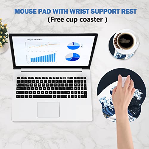 AIMSA Ergonomic Mouse Pad with Wrist Support, Gel Mousepad Non-Slip PU Base Wrist Rest Pad for Home, Office, Work, Game, Easy Typing, Pain Relief, Comfortable, Big Waves — view 6