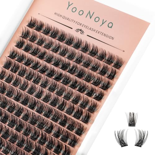 YOONOYA Lot de 144 extensions de cils - 10-12 mm - Ronds - Pour bricolage - Pour le volume et l'extesnion - Pour la maison (mélange QD-10-12 mm)