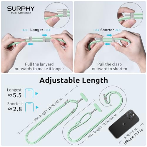 Image of SURPHY Phone Lanyard Crossbody, Phone Strap Crossbody with 2 Tether Tabs