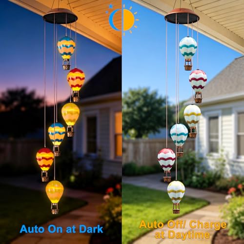 Topstor Hot Air Balloon Solar Wind Chimes for Outside Hanging Decor (Wavy) by Topstor - Used condition - Image 2