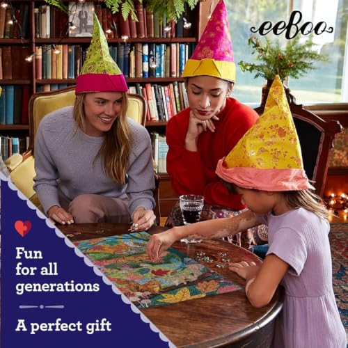 Image of eeBoo Autumn Cottage 1000 Piece Square Jigsaw Puzzle, 23 inch x 23 inch