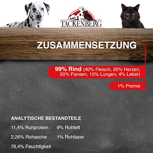 TACKENBERG Rind Pur Nassfutter Dose für Hunde - Hundefutter in Premiumqualität - natürlich getreidefrei, 6 x 800 g