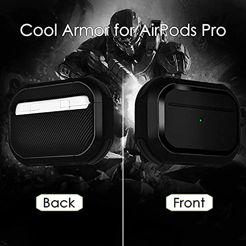 Image of PEFKO PSS121 AirPods Pro Soft Silicone Protective Case 3D Design Shockproof Case Cover with Anti-Lost Metal Keyring Compatible for Apple AirPods Pro (Black & White [ Armour ])