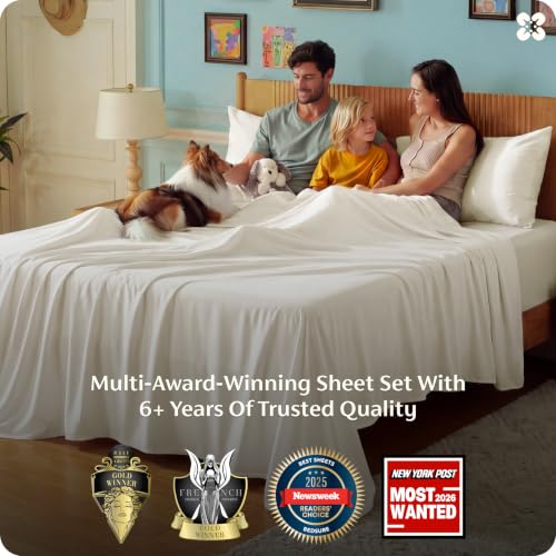 Image of Bedsure PureWoven 100% Rayon Derived from Bamboo, King Size Sheets Set