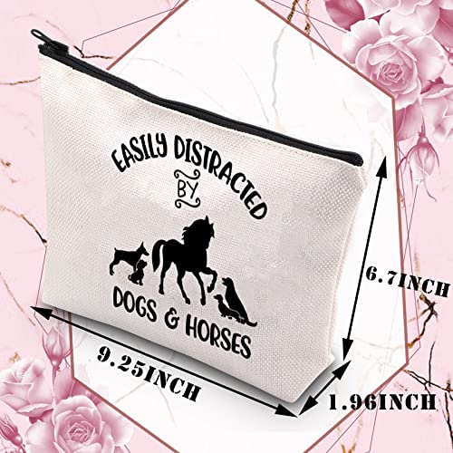 PLITI Horse Riding Gift Dog Lover Makeup Bag Dog Mom Dog Owner Easily Distracted by Dogs & Horses Equestrian Cosmetic Bag(Distracted Dogs horsesU) - Image 2