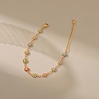 Vista 15 de Delicadas pulseras de oro para mujer, chapado en oro 18, ajustable, mal de ojo, mariposa, cuentas, perla, corazón, turquesa, hecha a mano para mujer