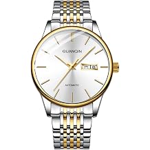 GUANQIN Vintage Men Calendar Week Luminous Automatic Self-Wind Mechanical Wrist Watch Sapphire Crystal Business Waterproof Clock Man Stylish Stainless Steel Strap Wristwatch