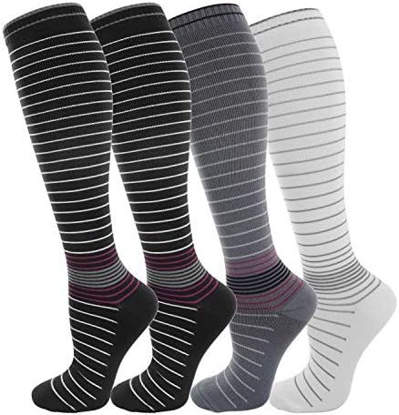 NOVAYARD Compression Socks for Women and Men Support Graduated 15-20 mmHg Medias De Compresion Mujer(4 Pairs)