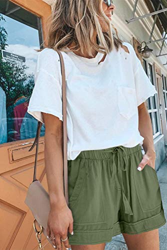 Image of KISSMODA Womens Summer Shorts Leopard /Camo /Solid /Floral Print Elastic Waist Pocketed Casual Pants