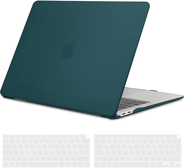 TECOOL Etui do MacBook Air 13 2020 2019 2018 (Model: A2337 M1 / A2179 / A1932), Plastikowa Pokrywa Obudowa Twardą Skorupą i EU Pokrywa Klawiatura do MacBook Air 13.3 Touch ID - Głęboki Turkusowy