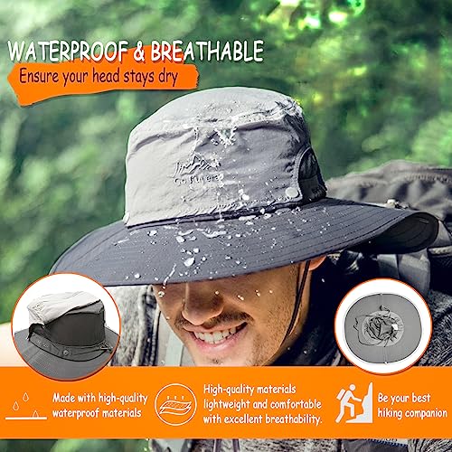Men's/Women's Sun Hats And Bucket Hats, Waterproof Wide Brim Golf Hats, Hiking Gardening Fishing Beach Hats. Grey #TOP2