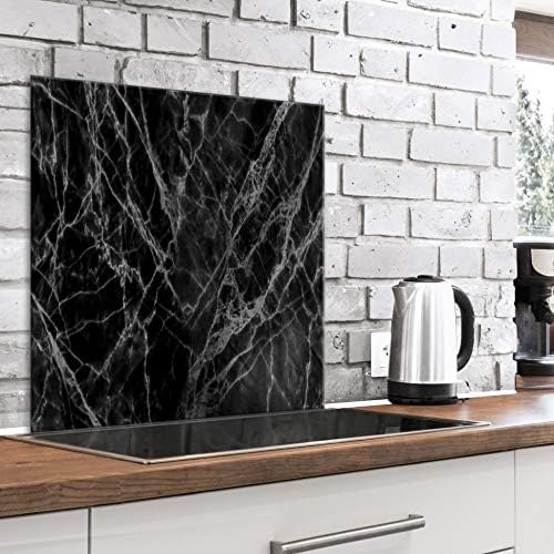 murando Glass Splashback for Kitchen 60x60 cm / 24"x24" Backsplash Cooker Protector Tempered Glass Decorative Wall Art Panel Heat Resistant Graphic Grey Gray f-A-10140-aq-a