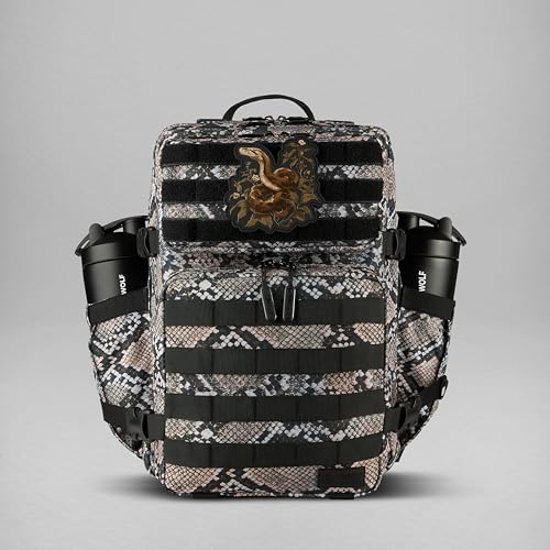 WOLFpak 35L Athletic Gym Backpack (Python) - Durable 1000D Waterproof Oxford Material with MOLLE Webbing Laptop Pocket & Dual Cup Holders Durable Fitness/Travel/Military Daypack