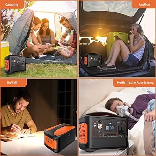 600W Portable Power Station ,153600 MAh Solar Generator Energy Storage Power Supply with AC Outlet ,for Outdoor RV/Van Camping, Travel Hunting Blackout Emergency (Power Station, orange)