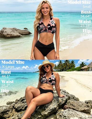 Image of Sopliagon Women's Bikini Sets Twist Front Two Piece Swimsuit Halter Bathing Suit