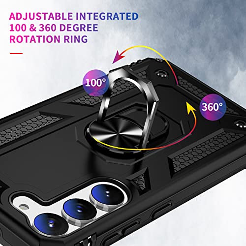 Image of Vaki Cases for Samsung Galaxy S23 Case with Screen Protector [Military Grade Drop] Heavy Duty Rugged Shockproof Protective Cover for Samsung Galaxy S23 5G Phone Case with Ring Kickstand Black