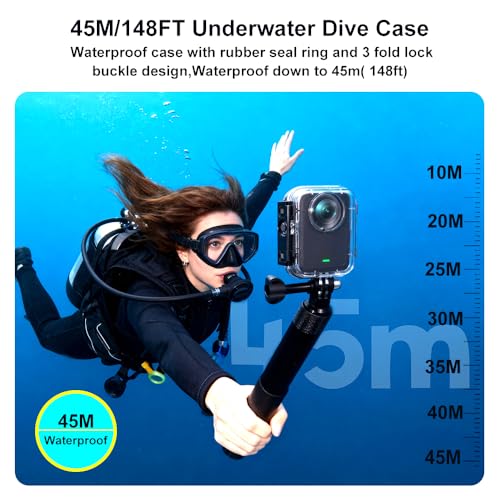 KETOPKIN Invisible Waterproof Case for DJI Osmo 360 Camera,45M/148FT Underwater Diving Housing Protection Shell with Bracket for DJI Osmo 360 Accessories