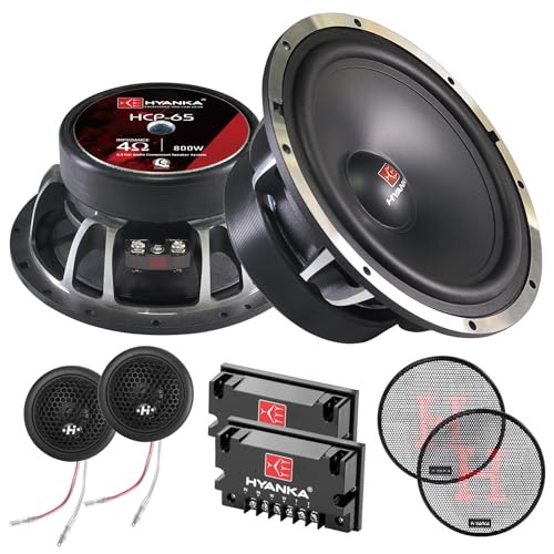H YANKA HCP-65 6.5 Component Car Speakers, 800 Watt Car Audio Stereo Door Speakers Perfect for Upgrading Any Car Stereo System includes 2 x Midrange Woofers, Tweeters, and Crossovers (Set)
