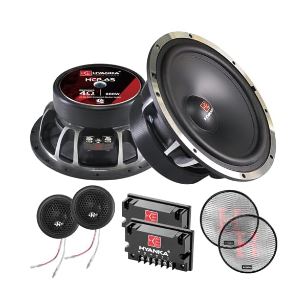 H YANKA HCP-65 6.5 Component Car Speakers, 800 Watt Car Audio Stereo Door Speakers Perfect for Upgrading Any Car Stereo System includes 2 x Midrange Woofers, Tweeters, and Crossovers (Set)