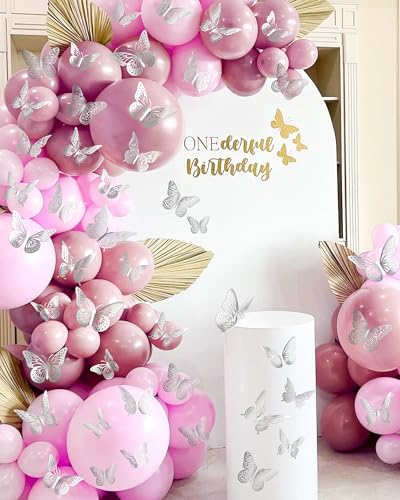 Image of 72Pcs 3D Butterfly Wall Decor,Silver Butterfly Decorations, 4 Styles 3 Sizes Removable Butterflies Wall Stickers Kids Bedroom Cake Nursery Room Decor