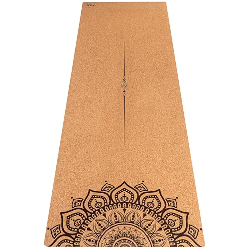 Image of Luxury Cork Yoga Mat - Non Slip, Extra Thick Grip. Extra Large & Long. More Comfort and Support. Tough Enough For Hot Yoga. Cork + Natural Rubber, Non Toxic and Eco Friendly. Optional Alignment Lines.