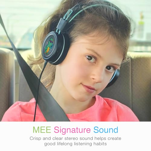 Image of MEE audio KidJamz KJ55 Wired Children's Headphones with 3.5mm Plug, Colorful Graphics, Volume Limiter & Mic, Adjustable On-Ear Kids Headset for Online Learning /School /Travel /Tablet (Plain Black)