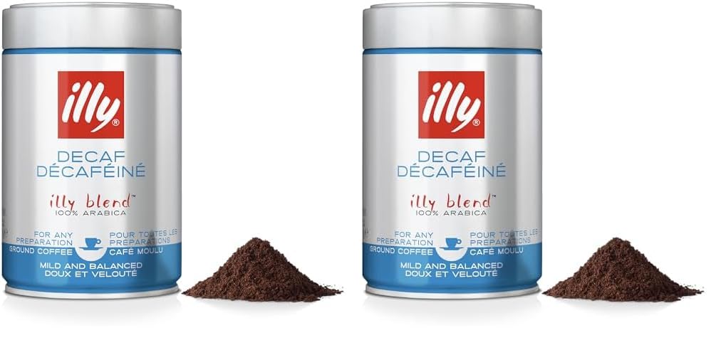 illyCoffee, Decaffeinated Ground Coffee, Medium Roast, 100% Arabica Coffee, 250g (Pack of 2)