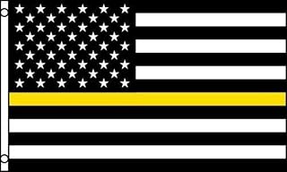 AES Thin Yellow Line American Flag 3x5 ft Security Guard Loss Prevention Tow Truck House Banner Double Stitched Fade Resistant Premium Quality