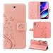 Produktbild betterfon | Wiko View 3 Hülle Flower Case Handytasche Schutzhülle Blumen Klapptasche Handyhülle Handy Schale für Wiko View 3 Rosegold