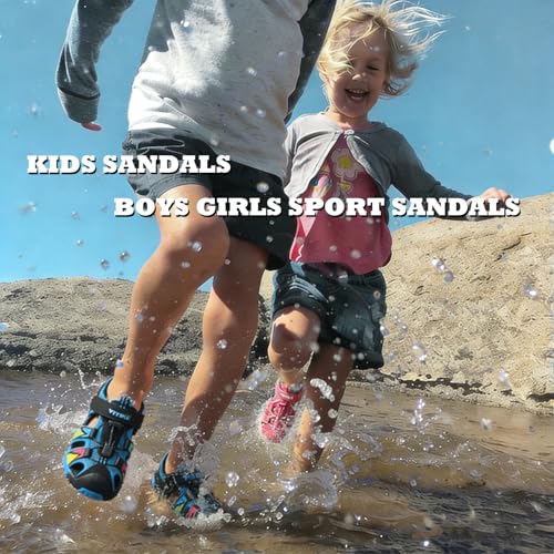 Image of JMFCHI Boys Girls Sports Sandals Summer Kids Closed Toe Outdoor Sandals Athletic Water Shoes Sandals Child Pool Beach Sandals Quick Drying Slip Resistant | Little /Big Kid,Comfortable lightweight,Non-slip soft sole,Hook-and-loop closure,Easy wear,Anti-collision toe,Daily casual