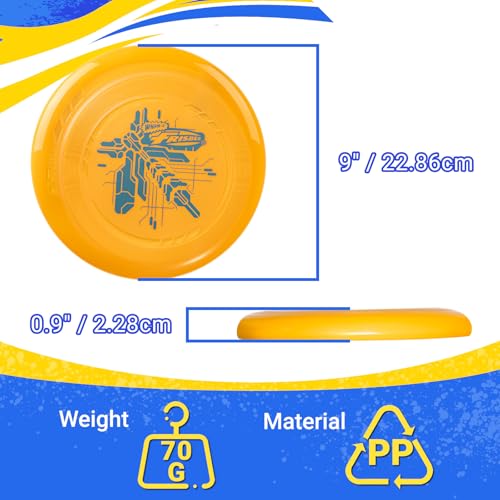 Wham-O Frisbee Go 4 Pack Flying Disc, 9 Inch Lightweight Colorful Toy Set for Beginners Outdoor Beach Park Backyard Game - 70g
