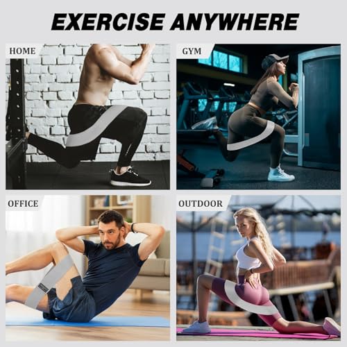 Image of 12 Pcs Fabric Resistance Bands for Working Out Non-Slip Booty Exercise Loop Bands for Women Men Glutes Hip Thigh Butt Yoga Pilates Fitness Gym, Light Medium Heavy