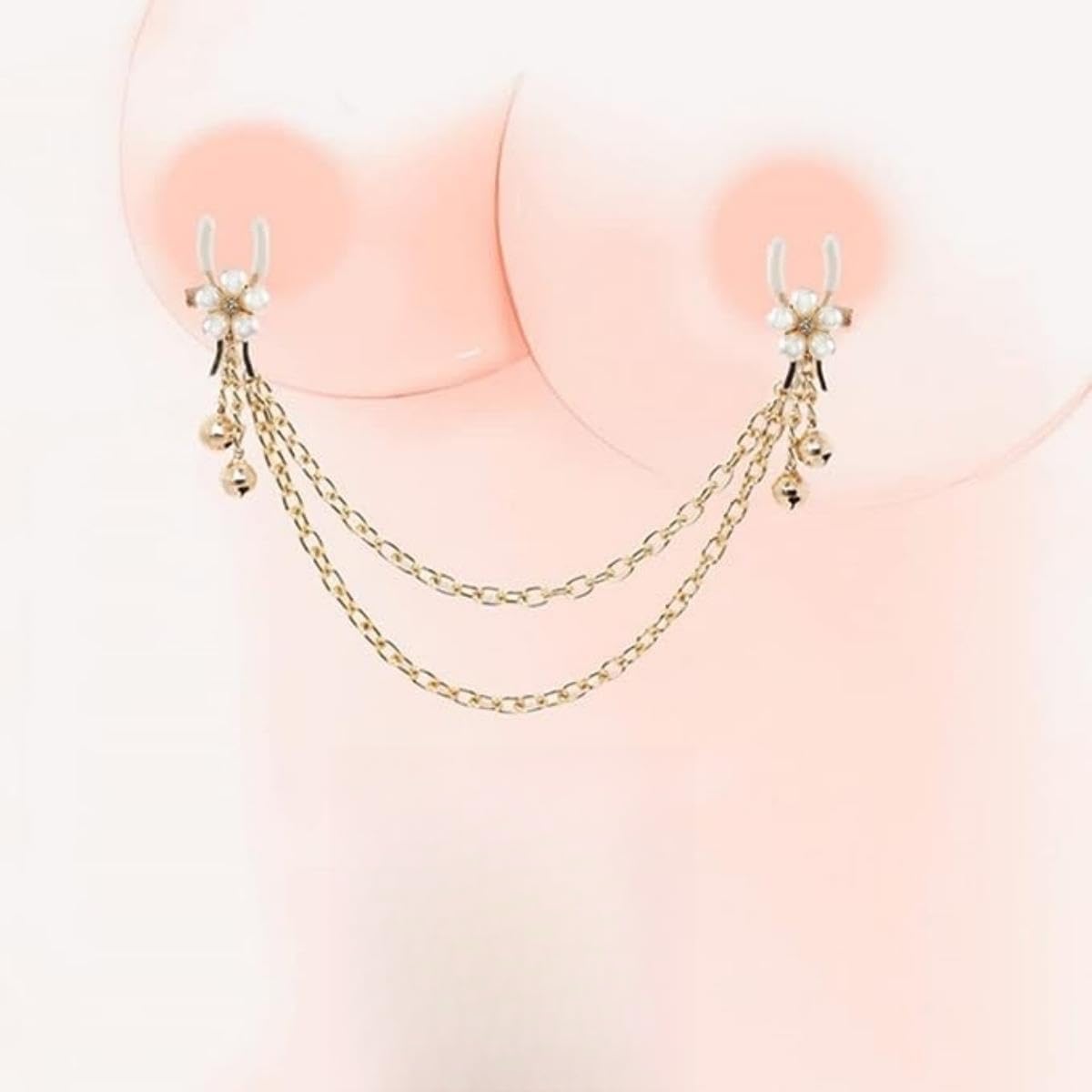 Adjustable Pressure Nipple Clips with Chain Nipple Clamps with Chain & Bells Nipple Clamps Sexual Pleasure Non Piercing Breast Clamps Toy