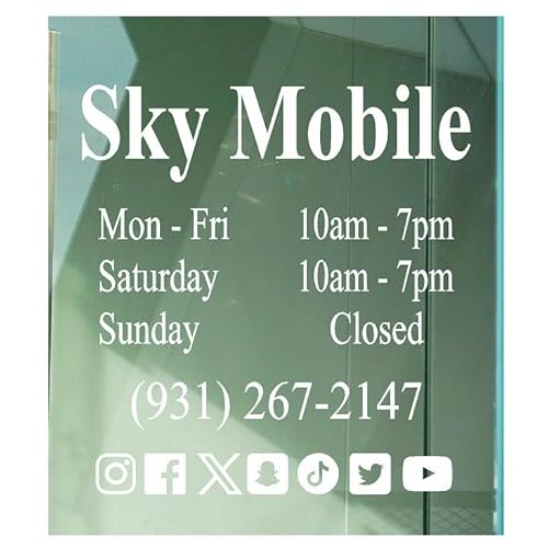 image for Generic Business Hours Sign and Business Name Vinyl Decal Custom Profe