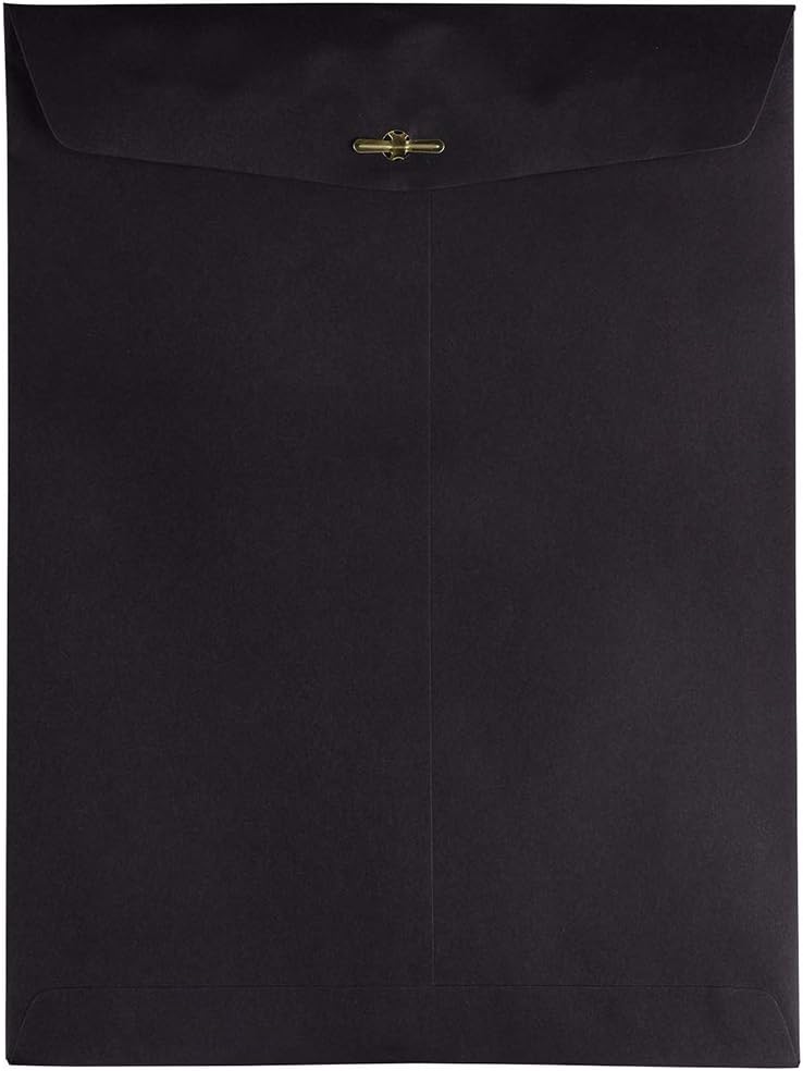 JAM PAPER 9 x 12 Open End Catalog Envelopes with Clasp Closure - Smooth Black - Bulk 250/Pack
