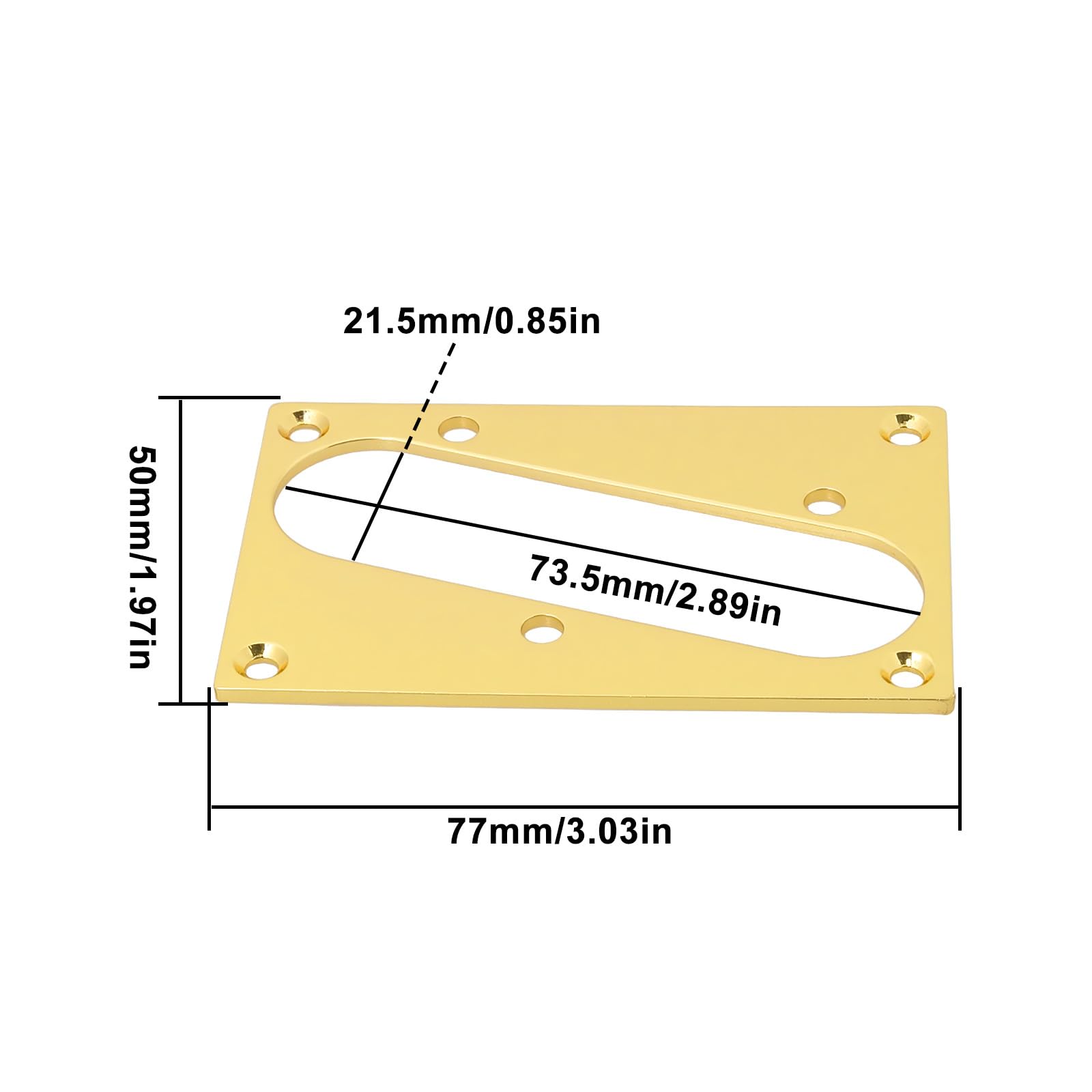 Briny River Guitar Bridge Pickup Mounting Frame Compatible with Telecaster Tele Guitars 77 x 50mm (Gold) - Image 3