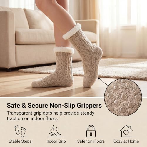 Image of The Metluks Women's Fuzzy Slipper Socks with Non-slip Grippers, Sherpa Lined Warm Cozy Gift Socks