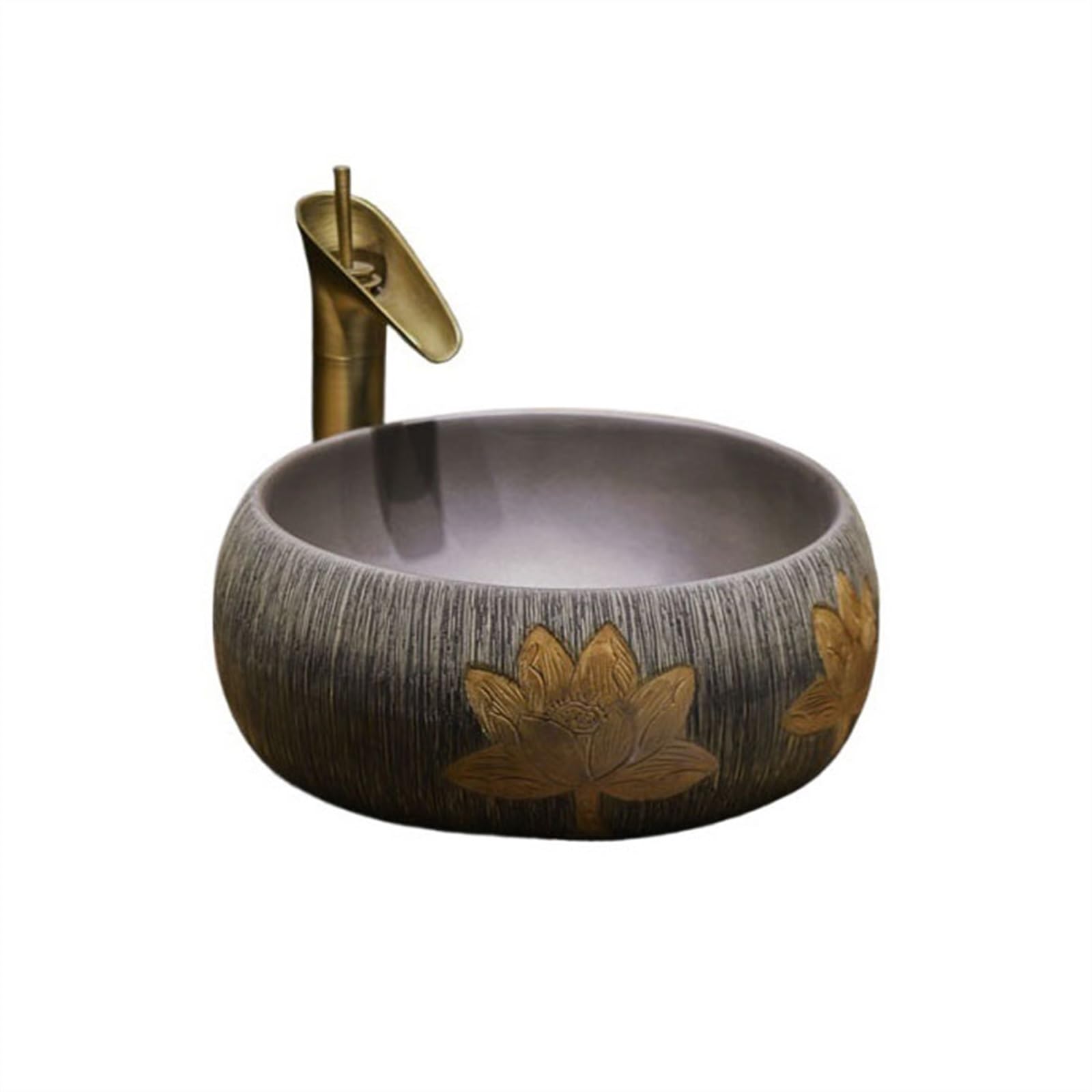 Aioneer Bathroom Sink Vintage Countertop Basin Brushed Square Washbasin Round Washbasin Chinese Art Ceramic Bathroom Sinks Lavatory Vanity