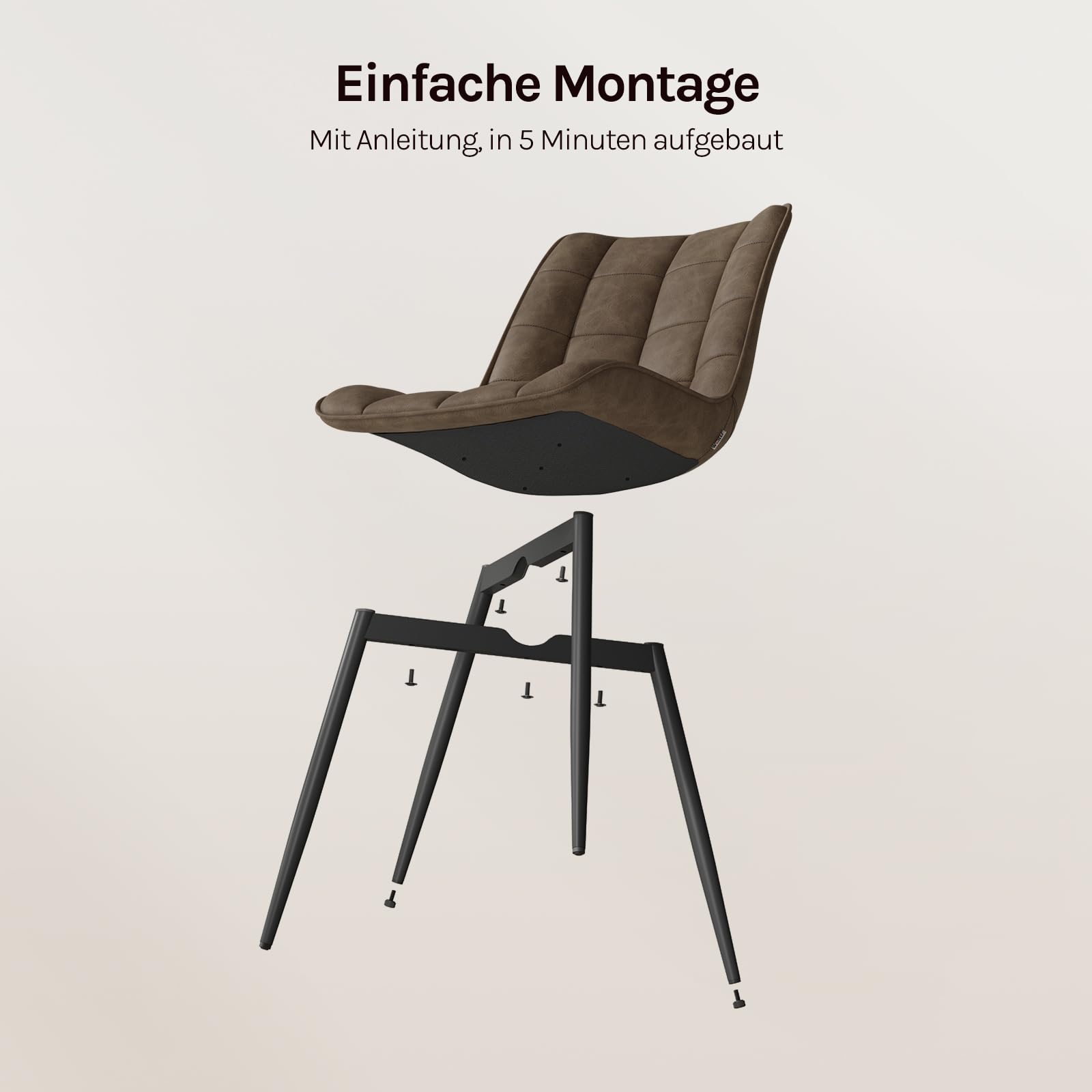 WOLTU Esszimmerstühle 2er Set, für Wohnzimmer Küche Esszimmer, Küchenstühle gepolstert mit Rückenlehne, Sitzfläche aus Kunstleder, mit Metallbeinen, bis 150 kg belastbar, Braun
