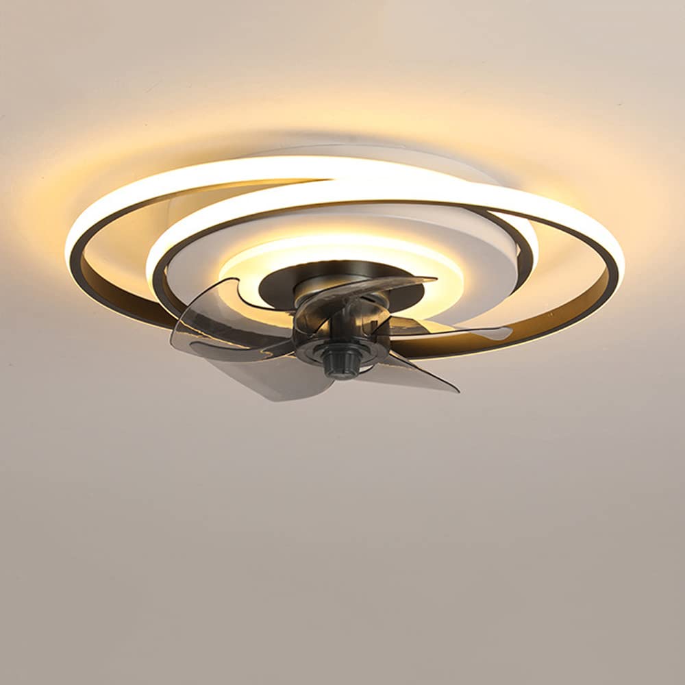 SXSHEYS POKHDYE Modern Minimalist Ceiling Fan Lamp, Embedded Leafless Fan, Infinitely Dimmable Low-Profile Indoor 48W Corridor Bedroom Living Room Study
